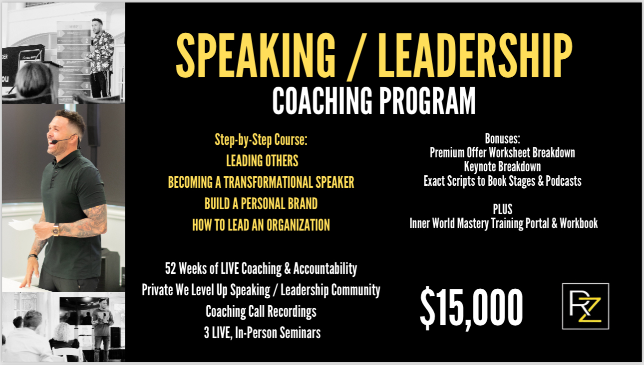 Ryan Zofay, renowned motivational speaker, powerful public speaking classes and leadership program provide a blueprint to growth and development in the art of public speaking.