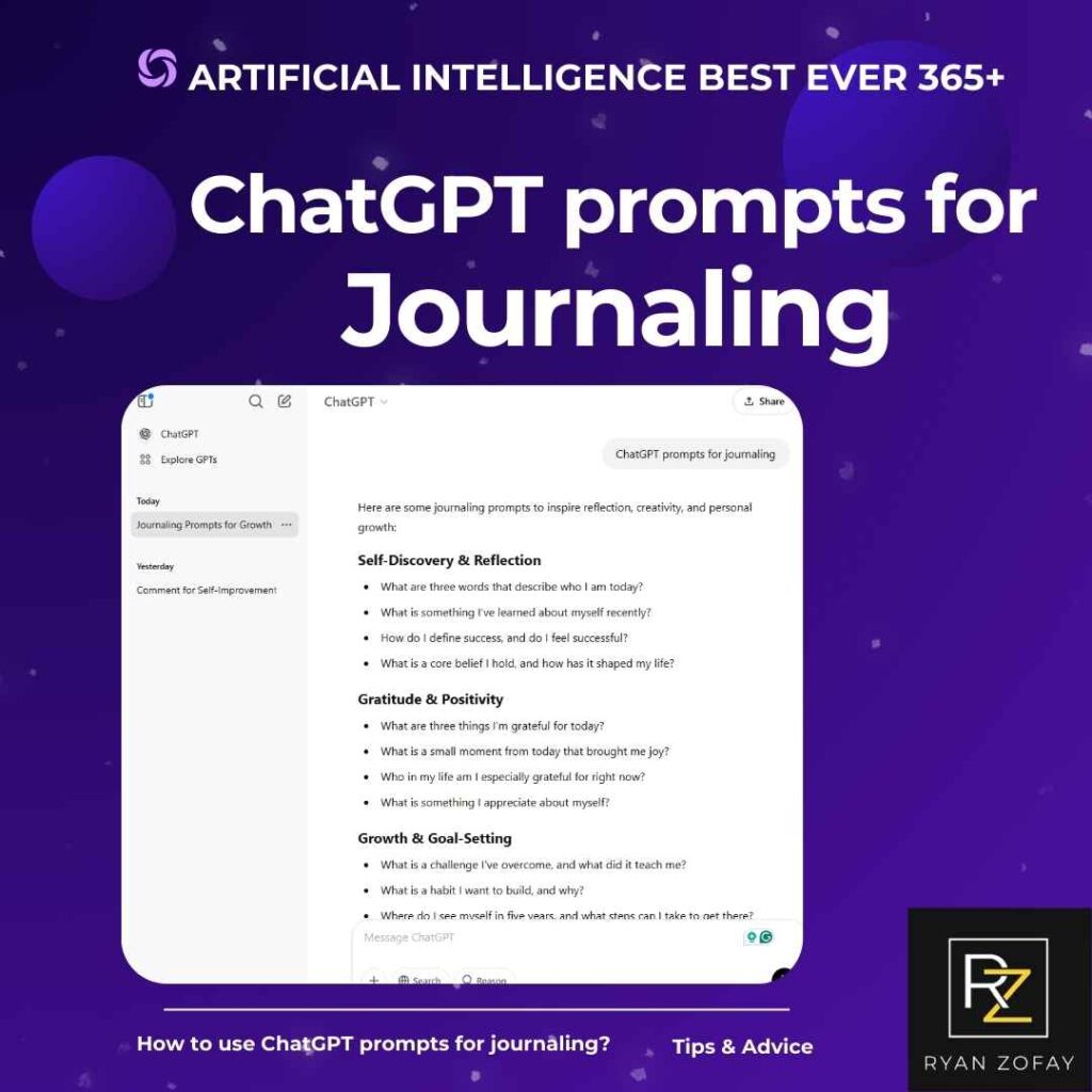 Discover 365 ChatGPT prompts for journaling tips, advice, and examples to level up your growth and development.