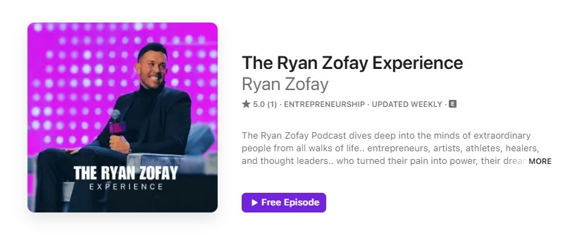 The Ryan Zofay experience, a best of the best business podcasts, delves deep into the minds of extraordinary business leaders, entrepreneurs, artists, and high achievers who turn pain and adversity into purpose and impact—hosted by Bryan Zofay, a transformation coach and 9-figure entrepreneur, founder of the We Level Up Behavioral Health Centers.