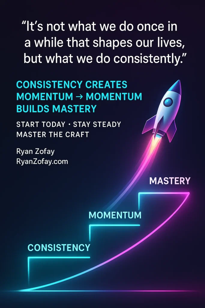 Consistency quote: “It’s not what we do once in a while that shapes our lives, but what we do consistently.”