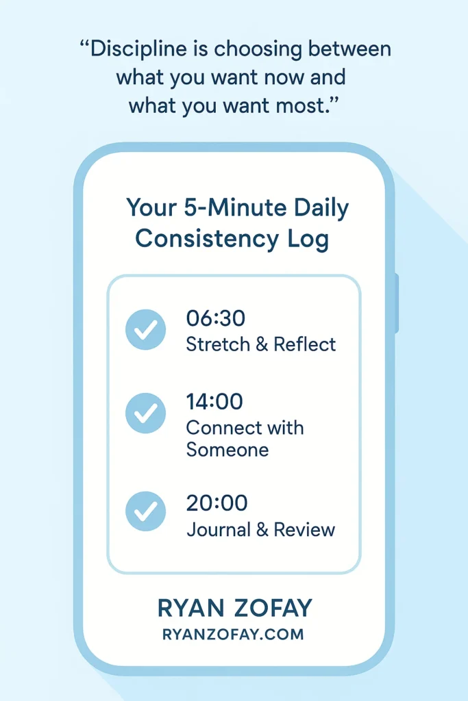 Consistency quote for power of discipline: “Discipline is choosing between what you want now and what you want most.”
