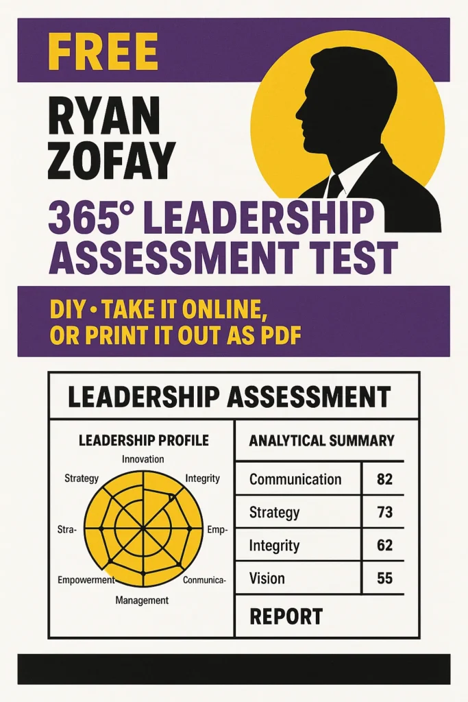 Take the Ryan Zofay 365° Leadership Assessment Test. Generate your leadership style assessment, analytics, and score. Use it alongside my free Enneagram test.