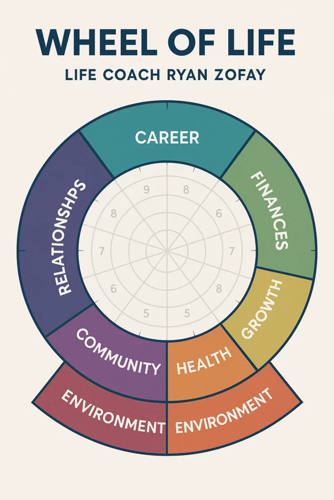 What if you could pause for a moment and get a crystal-clear snapshot of your entire life at a glance? That’s precisely what the Wheel of Life exercise is designed to do. Take a free wheel of life template and assessment with Ryan Zofay. 