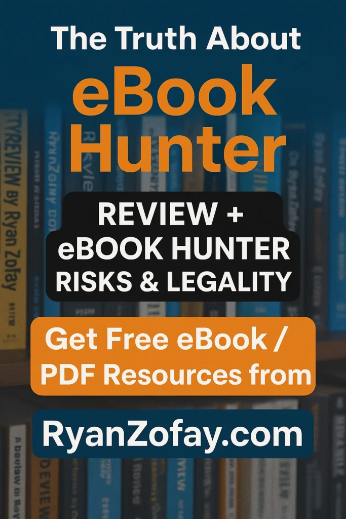 Get the facts about eBook Hunter. Review eBook Hunter​ risks & legality. Find Free legal eBook / PDF Resources from RyanZofay.com for growth and success.