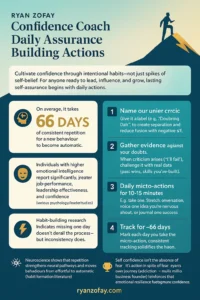5 steps to building science based confidence infographic by Ryan Zofay confidence coach
