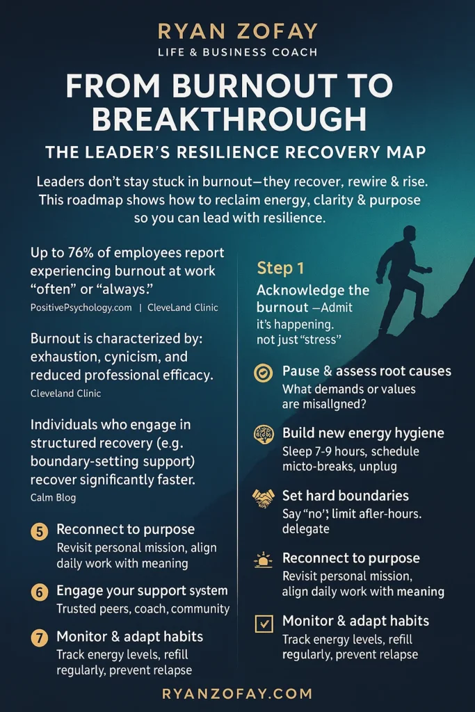 Go from Work Burnout to Breakthrough. Uncover the Leader’s Resilience Burnout Recovery Map. Continue on for more.