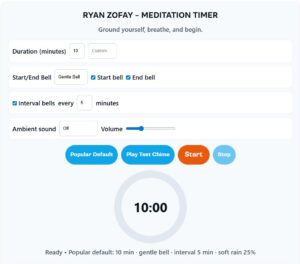 Take advantage of the free Ryan Zofay free instant online mediation timer with sound options.