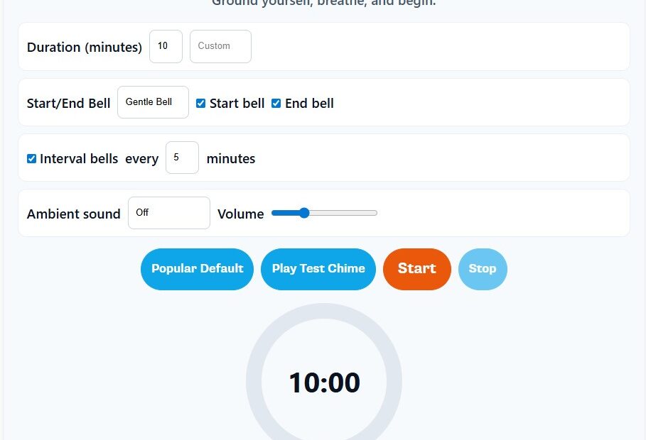 Take advantage of the free Ryan Zofay free instant online mediation timer with sound options.
