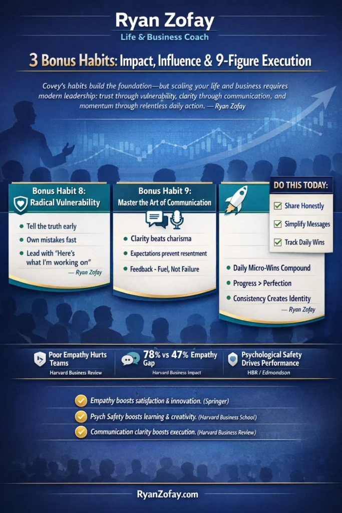 Uncover my 3 Bonus Habits for Impact & Influence that go beyond the seven habits of highly effective people​.