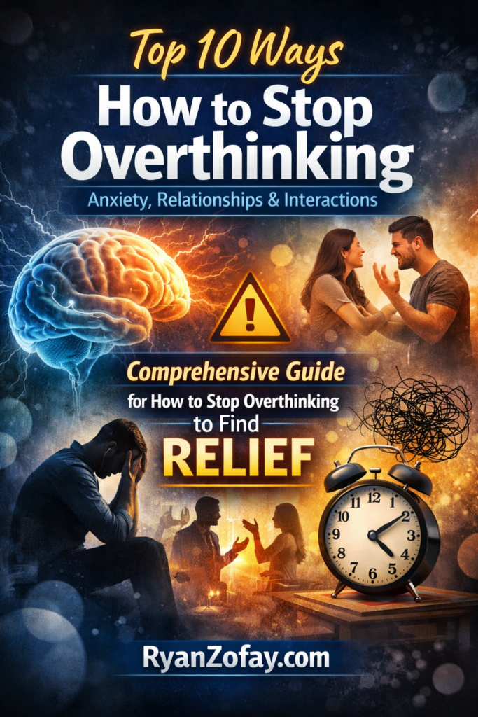 Uncover theTop 10 Ways to Stop Overthinking & Anxiety with Ryan Zofay's Coaching insights. Struggling with racing thoughts? Discover strategies on how to stop overthinking anxiety, relationships, and interactions today.