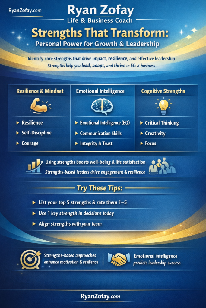 Personal strengths transform into growth and leaderships through resilience, discipline, communications skills, and critical thinking.