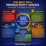 best-101-productivity-hacks-map-work-leadership-life-ryan-zofay-infographic